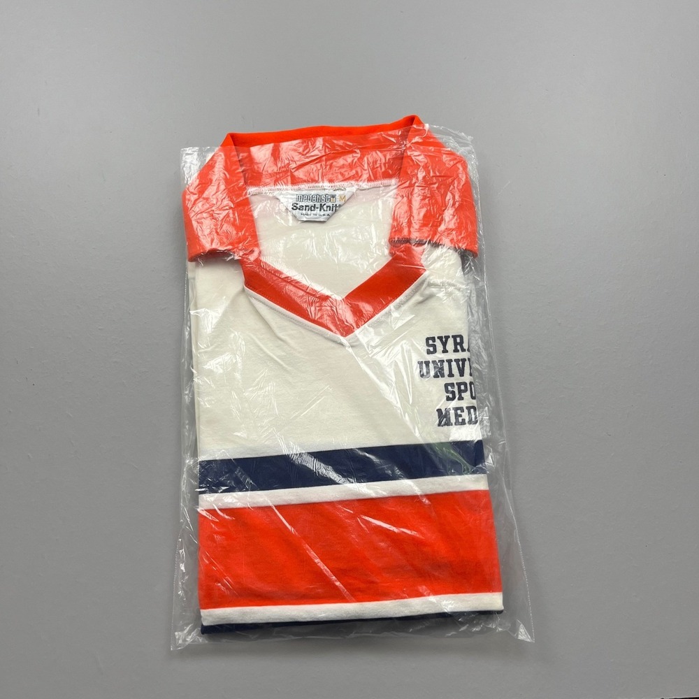 Sand-Knit Syracuse University Sports Medicine Mens M White Vintage Nylon Shirt